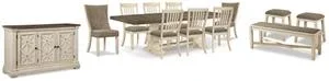 Bolanburg Dining Table With 8 Chairs and Bench With Server and 2 Stools