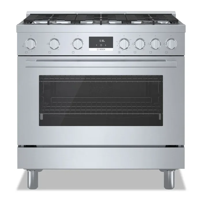 Bosch 800 Series 3.4 Cu. Ft. Industrial-Style Freestanding Gas Range – HGS8655UC | Cuisinière à gaz amovible Bosch de série 800 de 3,4 pi3 de style industriel – HGS8655UC | HGS8655U