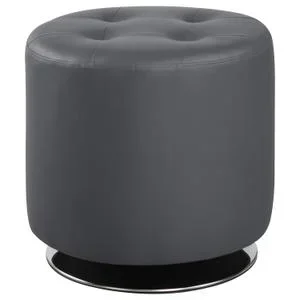 Bowman Round Upholstered Tufted Swivel Ottoman Grey