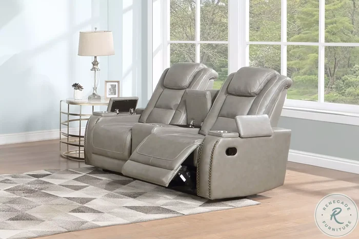 Breckenridge Light Gray Dual Reclining Console Loveseat