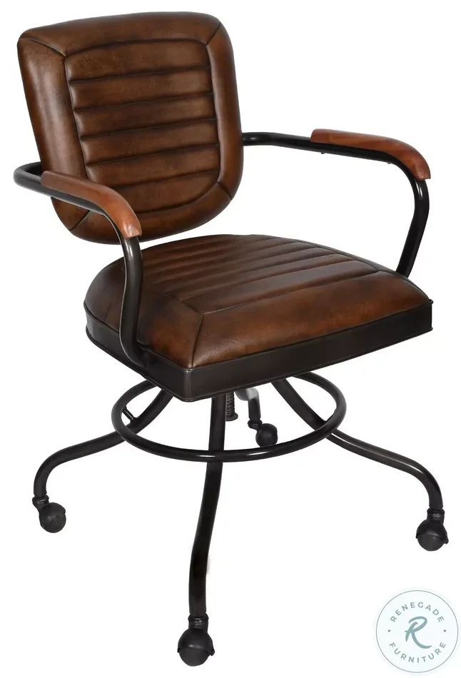 Brisbane Antique Whiskey Leather Desk Chair