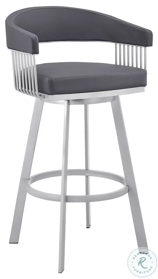 Bronson Slate Gray And Silver Swivel Counter Height Stool