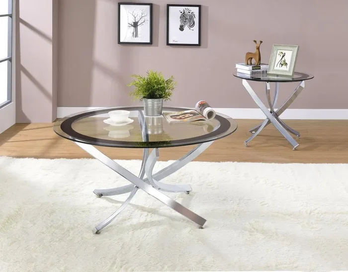 Brooke – Round Glass Top Coffee Table Set