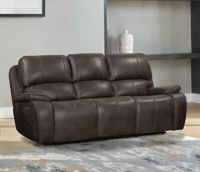 Brookings Power Reclining Sofa w/ Power Headrests (Charcoal)