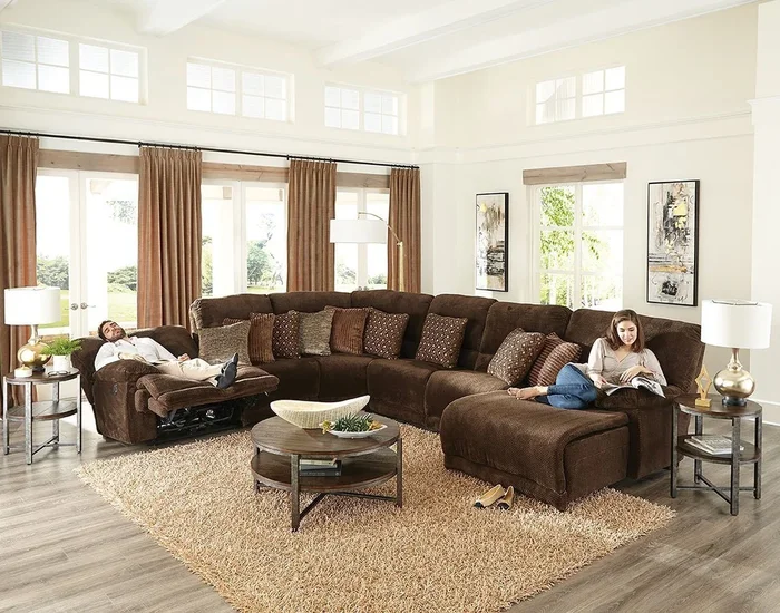Burbank Modular Lay Flat Reclining Sectional Set (Chocolate)