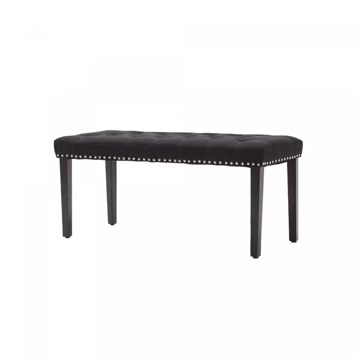 Cabara Tufted Fabric Bench Black Benches|Banc Cabara noir en tissu capitonné