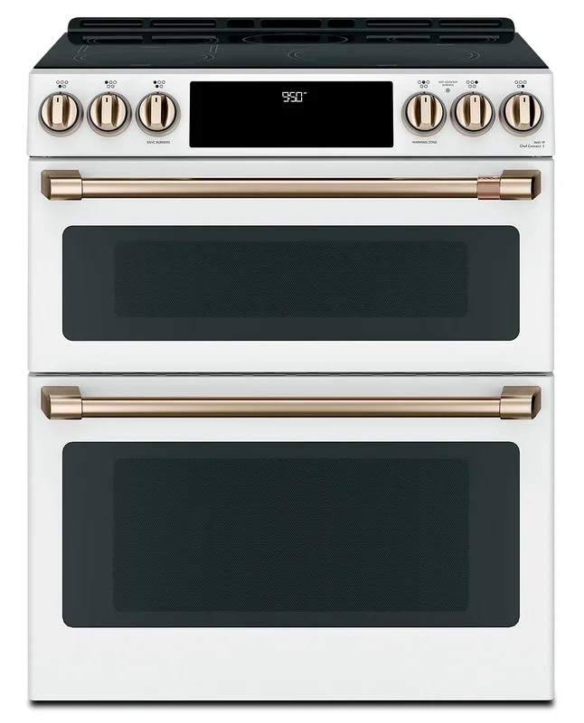 Cafe 7 Cu. Ft. Smart Induction Range with True European Convection and Self Clean Racks – Matte Whit… | Cuisinière intelligente à induction Café de 7 pi³ avec convection européenne véritable et grilles au…