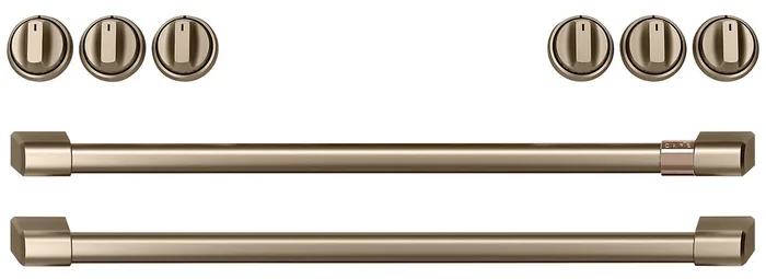 Café Gas Range Brushed Bronze Knobs and Handles Set – CXFCGHKPMBZ|Ensemble de poignées et de boutons bronze brossé pour cuisinière à gaz Café – CXFCGHKPMBZ|CXFCGHBZ