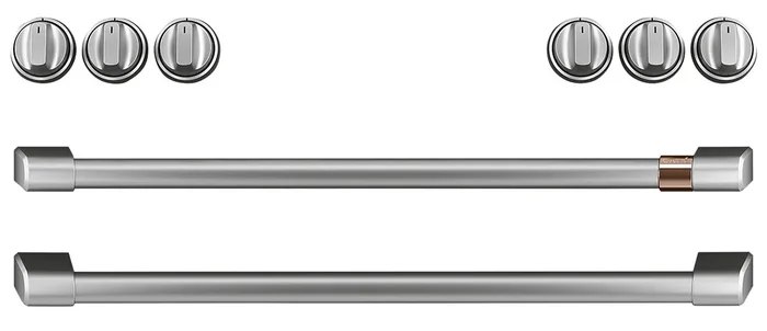 Café Gas Range Brushed Stainless Steel Knobs and Handles Set – CXFCGHKPMSS|Ensemble de poignées et de boutons acier inoxydable brossé pour cuisinière à gaz Café – CXFCGHKPMSS|CXFCGHSS