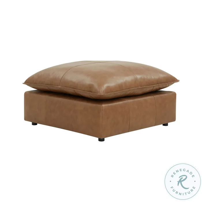 Cali Cognac Brown Leather Ottoman