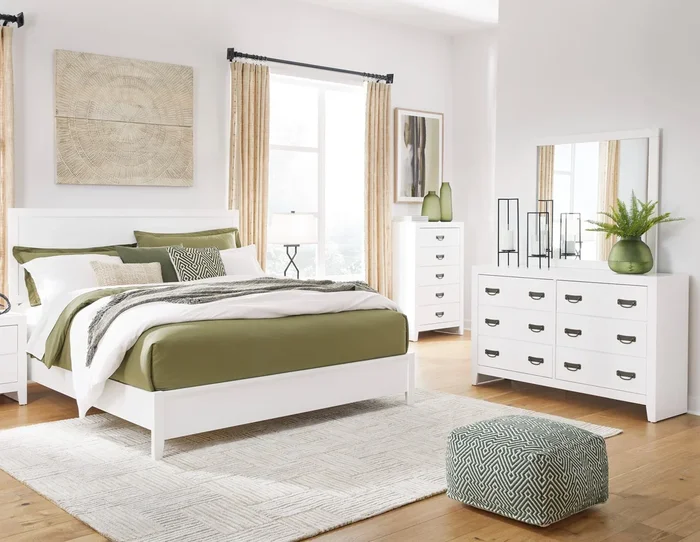 California King Panel Bed, Dresser And Mirror