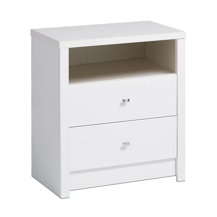 Calla Tall 2-Drawer Nightstand – White|Table de nuit haute Calla à 2 tiroirs – blanche