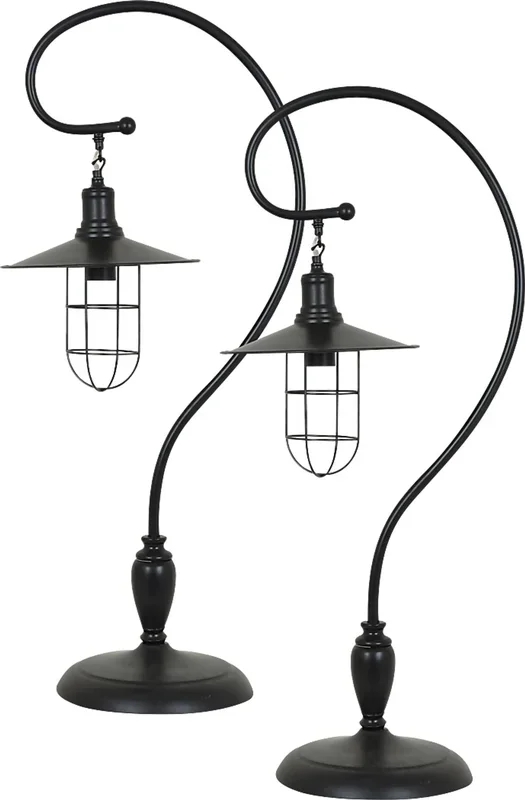 Callow Trace Bronze Table Lamps, Set of 2