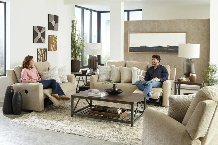 Calvin Power Reclining Living Room Set (Putty)