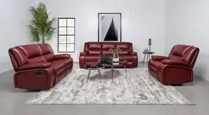 Camila 3-piece Upholstered Reclining Sofa Set Red