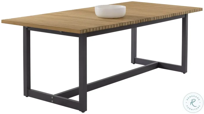 Camille Natural And Dark Gray Outdoor Extendable Dining Table