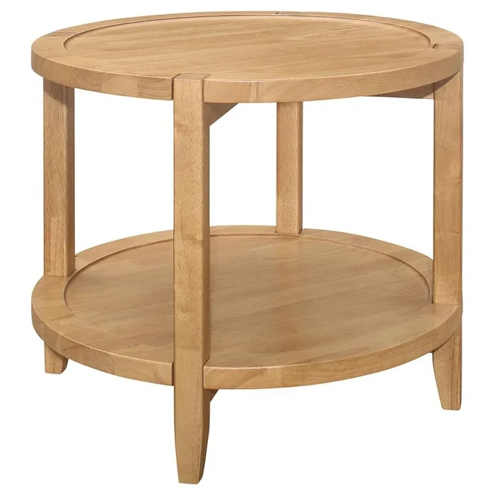 Camillo Round Solid Wood End Table – Maple Brown