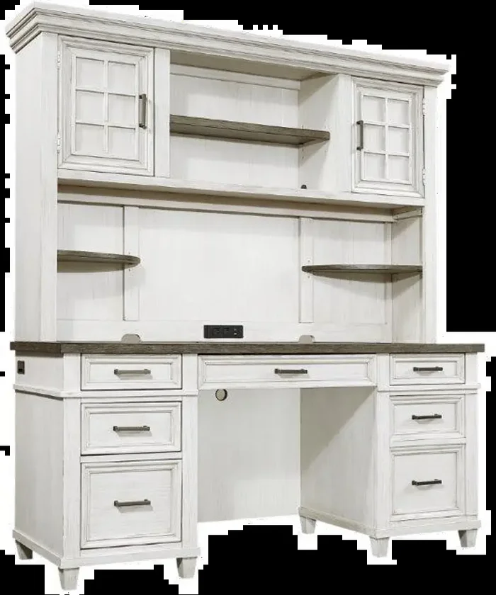 Caraway Antique White Credenza and Hutch