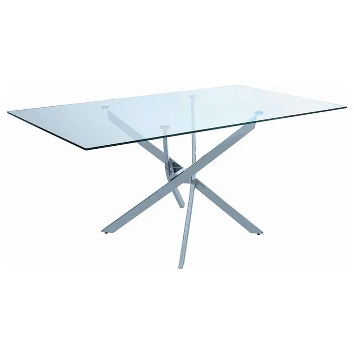 Carmelo – Rectangular Glass Top Dining Table – Chrome