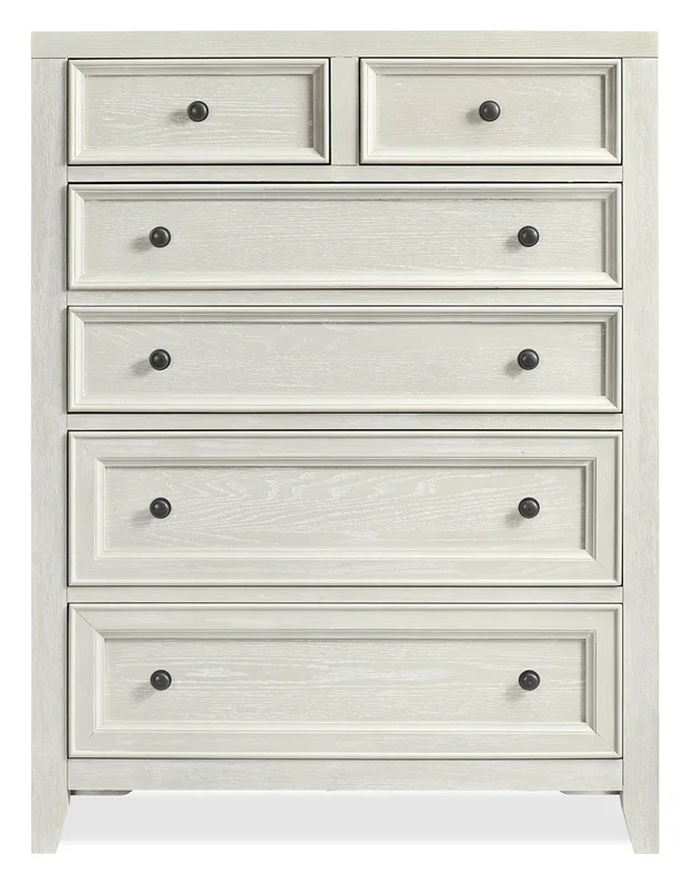 Casa Bedroom Chest of Drawers, 6-Drawer, 39″W x 52″H, Wood – White | Commode verticale Casa de 39 po (l) x 52 po (H) à 6 tiroirs en bois pour la chambre à coucher – blanche