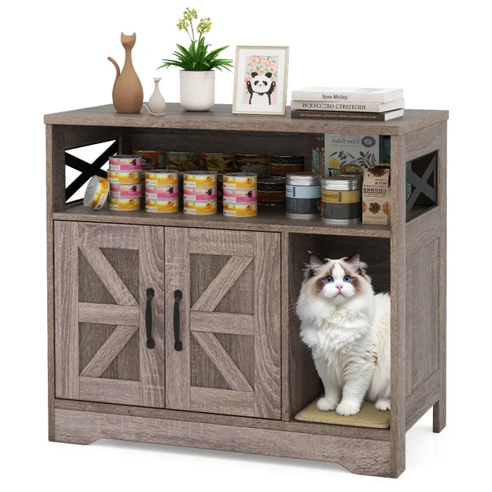 Cat Litter Box Enclosure Hidden Cat Washroom Furniture with Storage