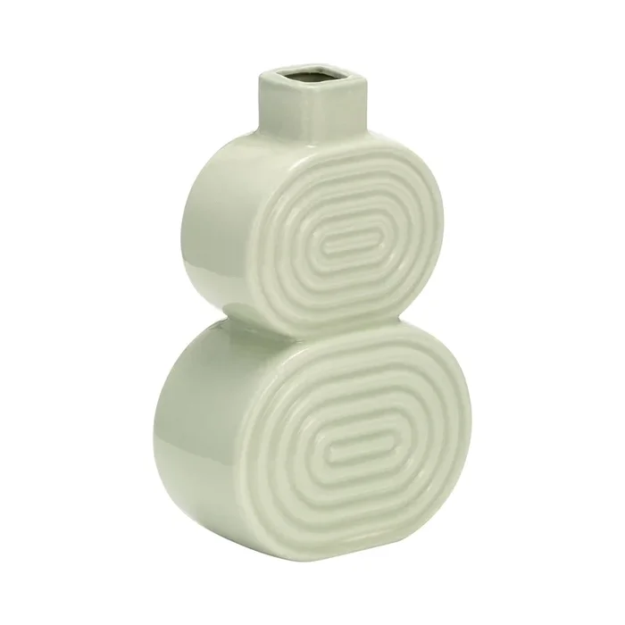 Ceramic 10″ Stacked Circles Vase – Cucumber|Vase de 10 po en céramique avec cercles superposés – concombre