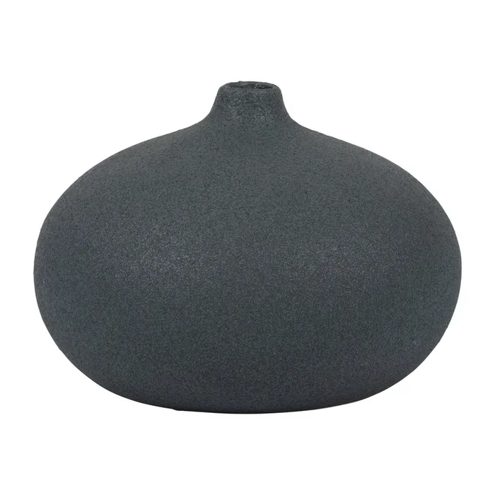 Ceramic 5″ Round Volcanic Vase – Navy|Vase rond de 5 po en céramique à texture volcanique – bleu marine