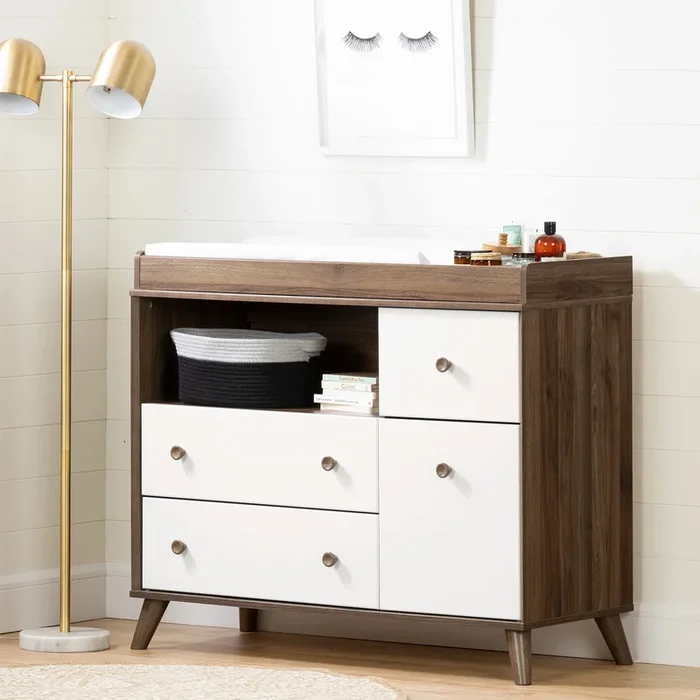 Changing Table with Drawers and Open Storage – Yodi