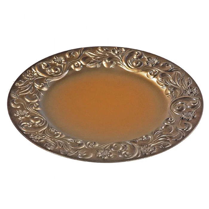 Charger Plate Baroque Gold Brushed Dinnerware|Assiette de présentation doré brossé de style baroque