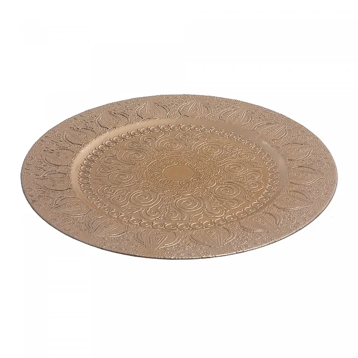 Charger Plate Lily Bulb Champagne 13″ – Set of 6 Dinnerware|Assiette de présentation de 13 po champagne ornée de bulbes de lys – ensemble de 6