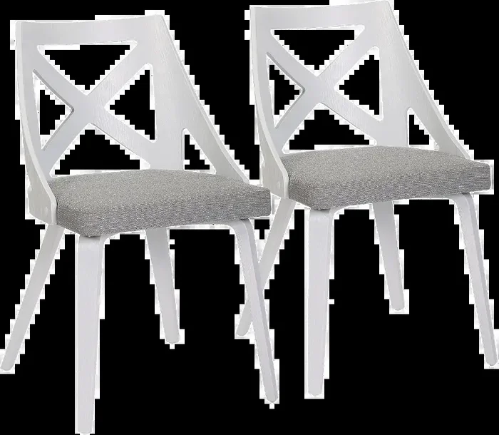 Charlotte White & Light Gray Dining Chairs, Set of 2