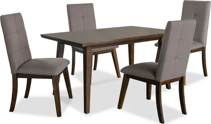 Chelsea 5pc Dining Set with Table & 4 Brown Chairs, 60″W – Walnut Brown | Ensemble de salle à manger Chelsea 5 pièces avec table de 60 po (L) et 4 chaises brunes – brun noyer