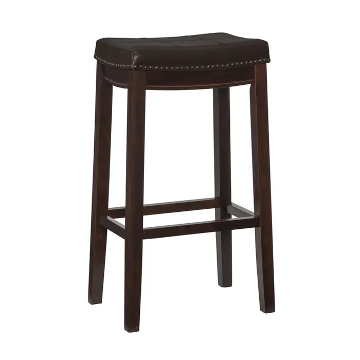 Claridge Faux Leather Backless Barstool – Browm|Tabouret bar Claridge en similicuir et sans dossier – brun