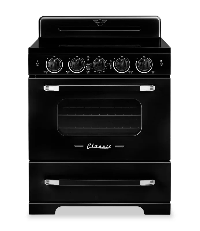 Classic Retro by Unique 30″ 3.9 Cu. Ft. Induction Range – Midnight Black – UNQ-30CR IC B | Cuisnière à induction Classic Rétro par Unique de 30 po et de 3,9 pi3 – noir minuit – UNQ-30CR IC B | UNQ30ICB