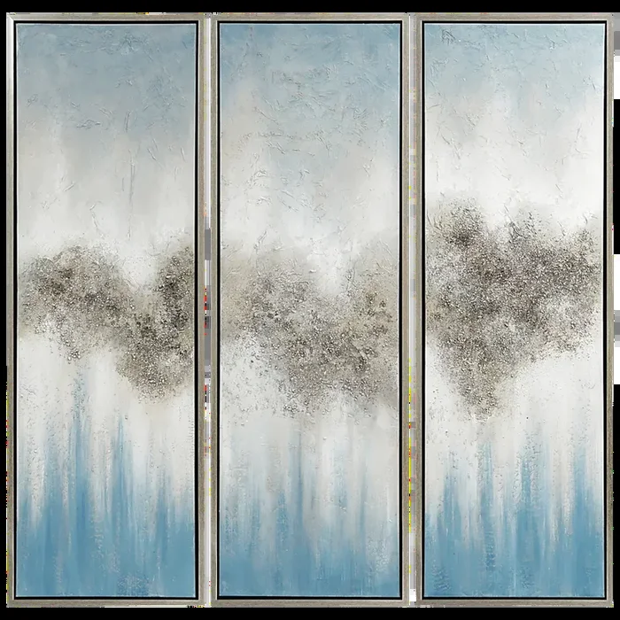 Cloud Formation Blue Artwork, Set of 3
