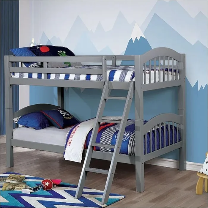 Cm-bk524-gy Furniture Of America Coney Island Twin/twin Bunk Bed, Gray