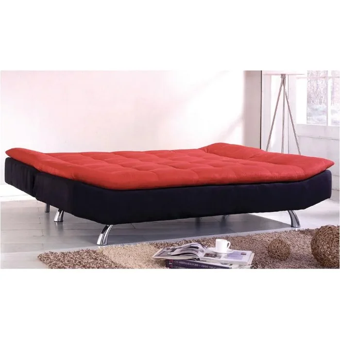 Cm2574 Furniture Of America Malibu Microfiber Futon Sofa – Red And Black