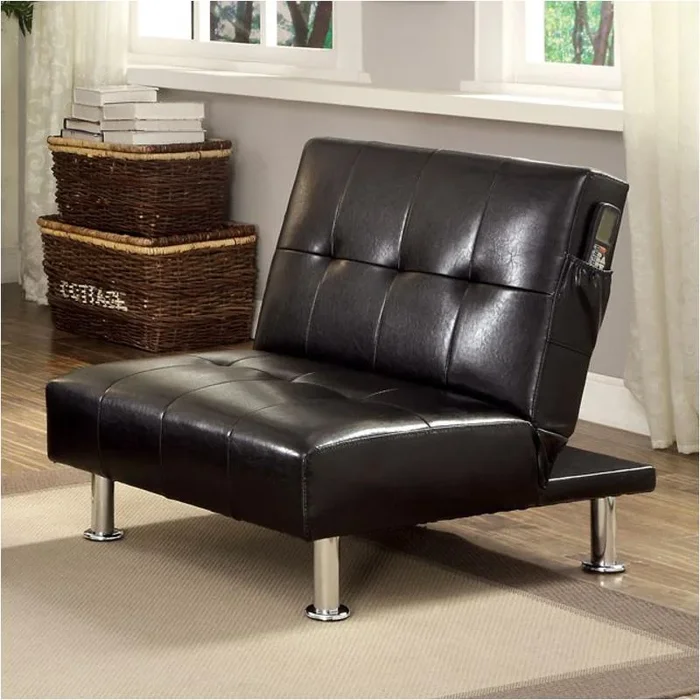 Cm2669bk-ch Furniture Of America Bulle – Black Chair With Side Pockets On Both Sides – Black