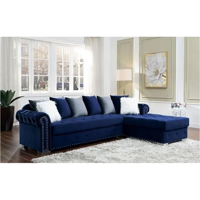 Cm6239bl Furniture Of America Sectional, Blue