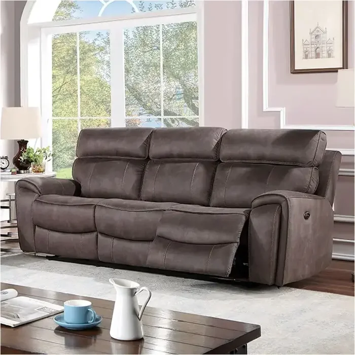Cm6260br-sf-pm Furniture Of America Clint Power Sofa – Brown