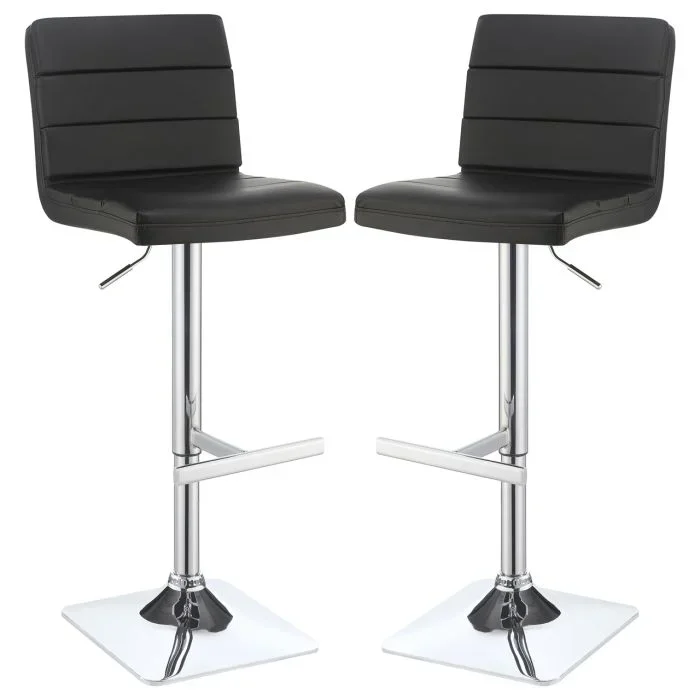 Coaster Bianca Upholstered Adjustable Bar Stool Black