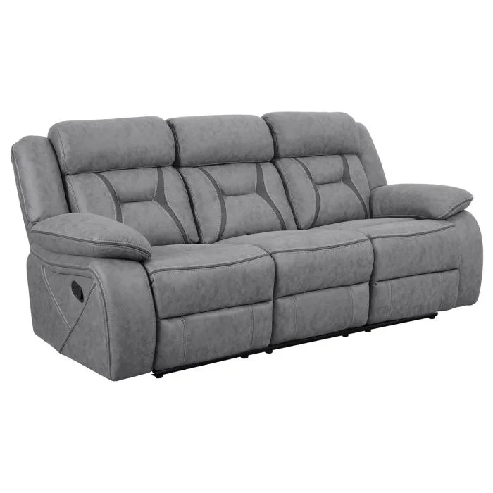 Coaster Higgins Upholstered Motion Reclining Sofa Grey