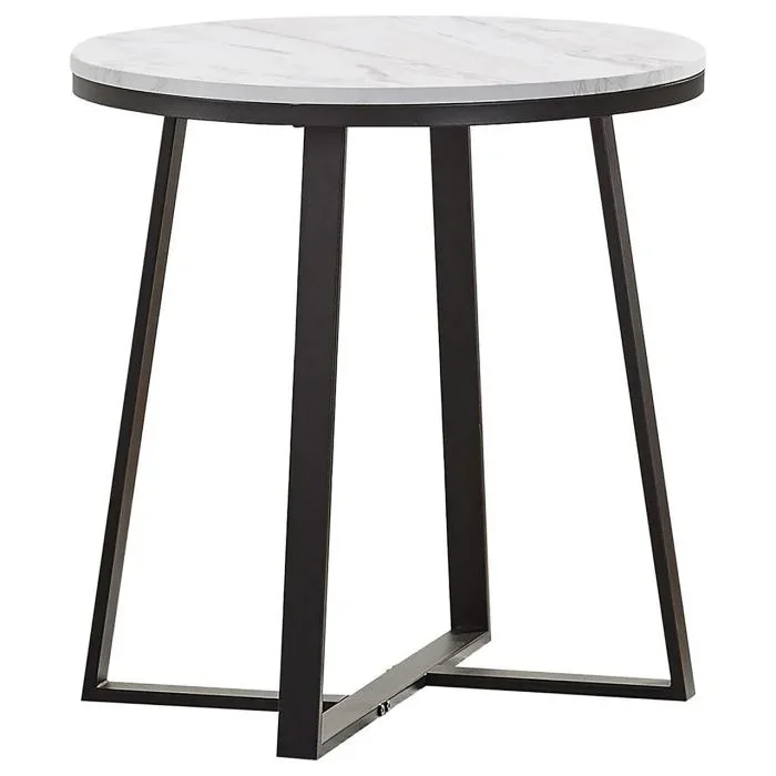 Coaster Hugo Round Faux Marble End Table White & Matte Black