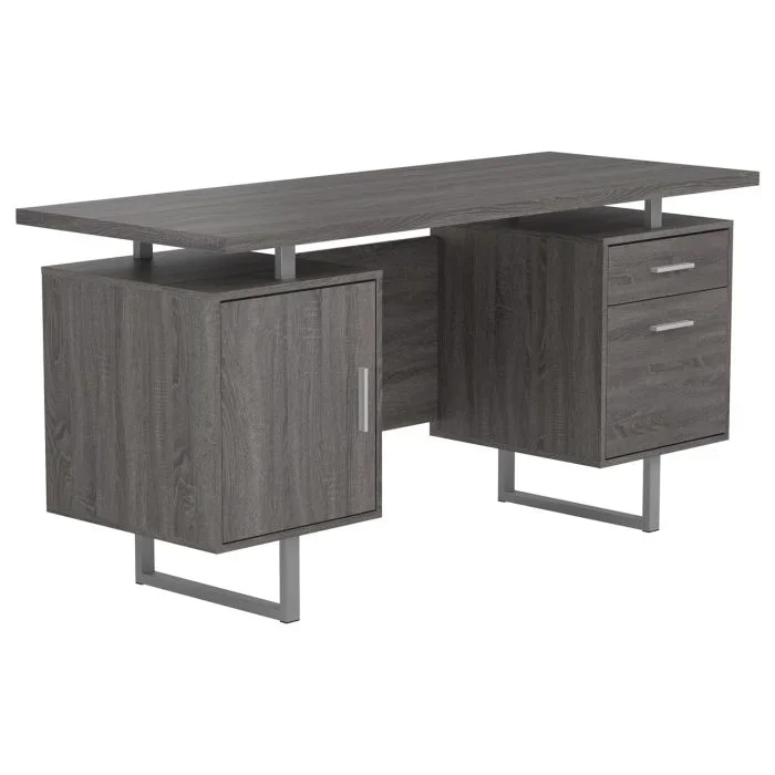 Coaster Lawtey 60 Inch 2-Drawer Office Computer Desk Weathered Grey