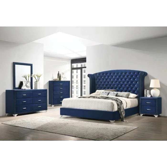Coaster Melody Upholstered 2-Drawer Nightstand Pacific Blue