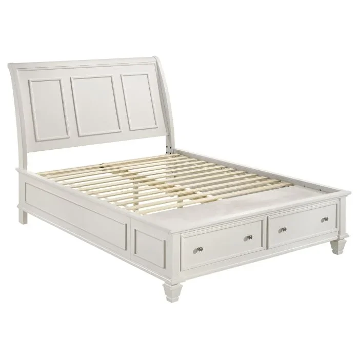 Coaster Sandy Beach Wood King Storage Panel Bed Cream White