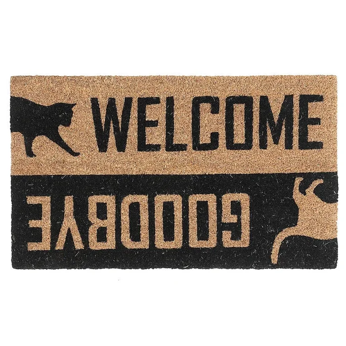 Coir Door Mat Cat – Welcome/goodbye Floormat|Paillasson en fibre de coco « Welcome » et « Goodbye »