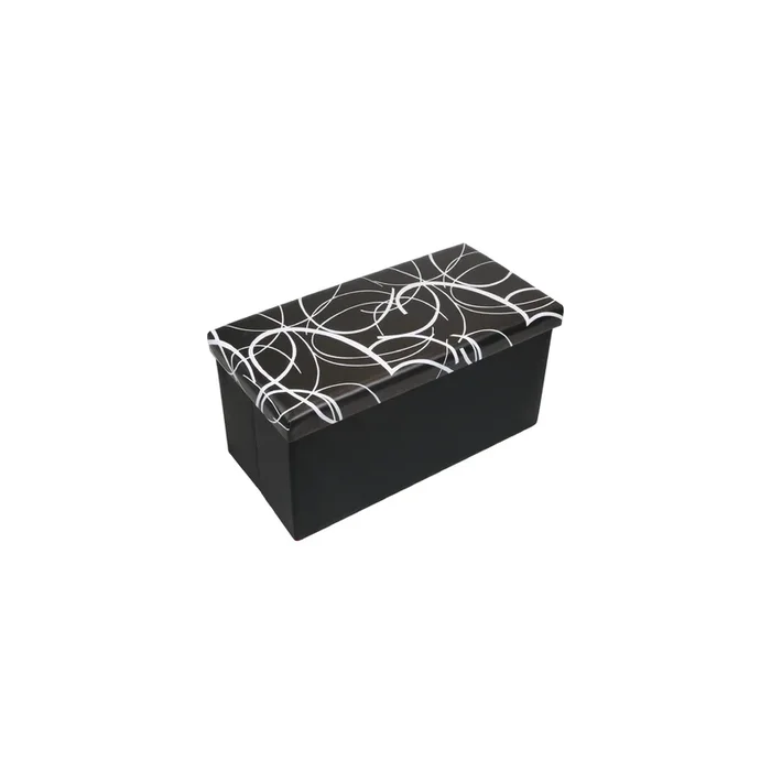 Collapsible Storage Ottoman : 30″ Swirl Faux Leather