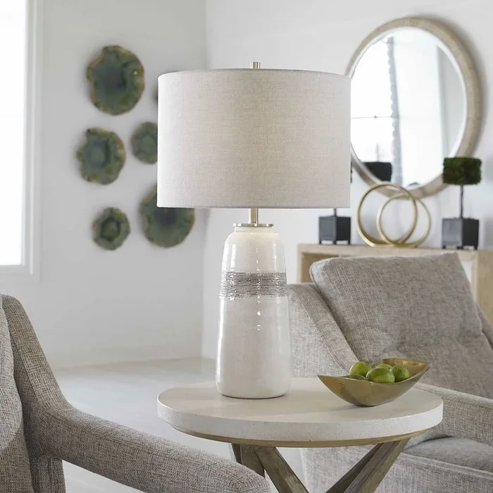 Comanche Off-White Crackle Table Lamp