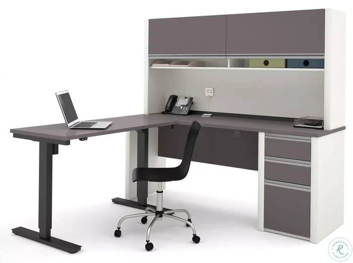 Connexion Slate & Sandstone L-Desk With Hutch